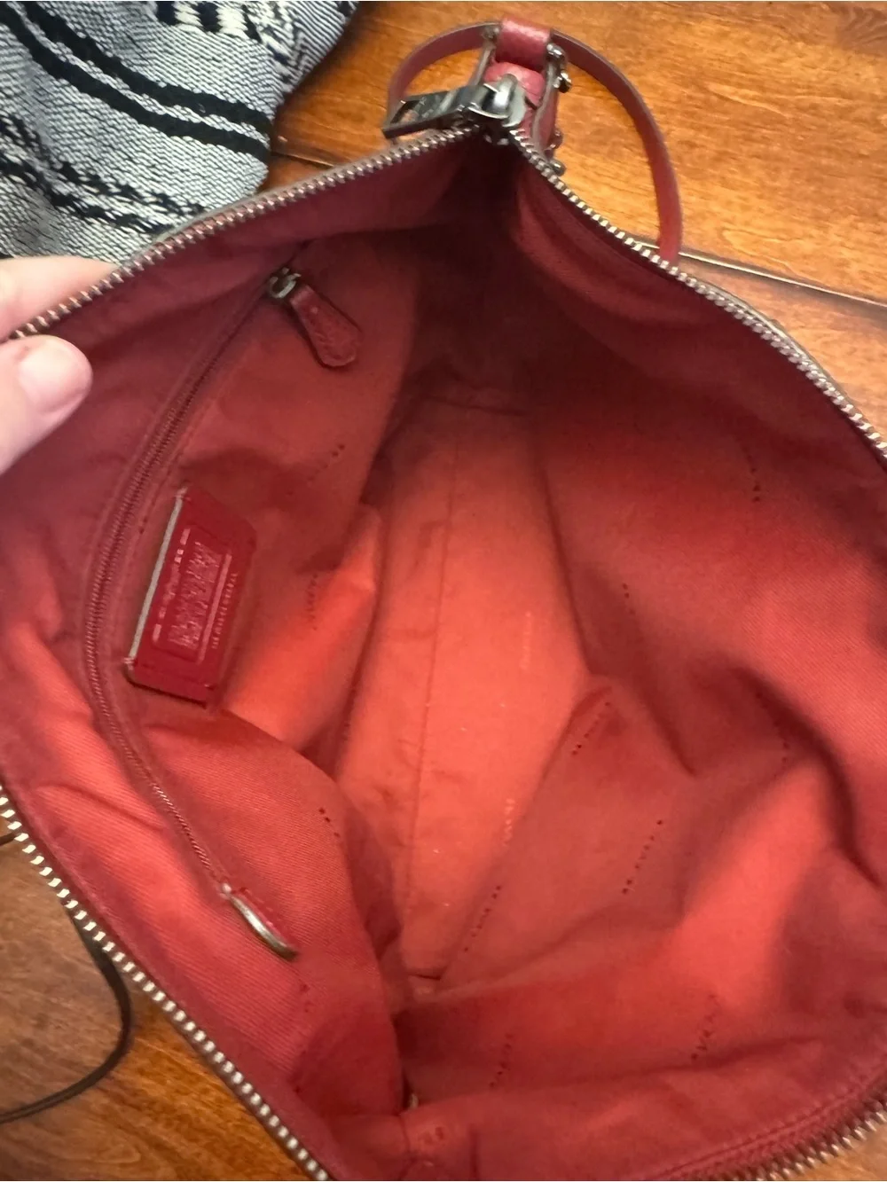 Coach Crimson Leather Shoulder Tote with Chain Handles